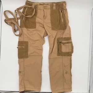 Abercrombie & Fitch Y2K Womens Cargo Capri Pants Tan Utility Tie Waist Size 12